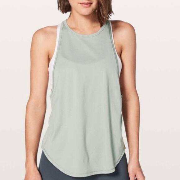 Lululemon Sweat Date Singlet Tank Top in Misty Moss Green Blue, Size 4 - Picture 1 of 9